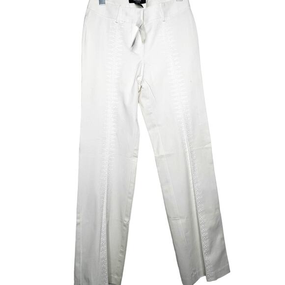 EXPRESS NWT Stretch Embroidered Straight Leg Dress Pants High Rise White Size 1 - Picture 3 of 9